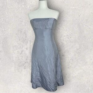 Vintage Vera Wang Strapless Gown Bridesmaid Dress Womens Size 4 Blue Tafeta Mini